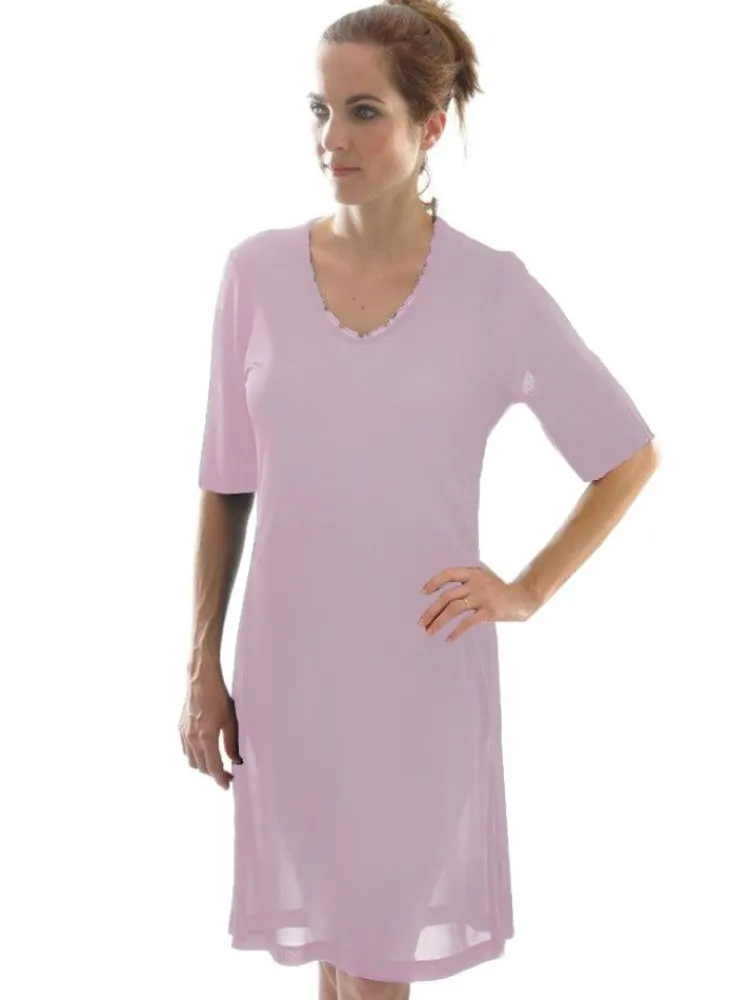 Seiden Basics|Seide Sleepshirt^Alkena 100% Bio-Seide KURZARM NACHTHEMD fein von