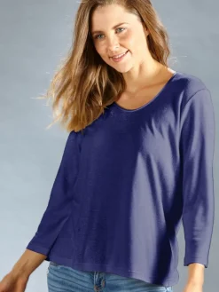 Lounge-Wear|Shirts Mit Seide^Kokon Zwo 100% Bouretteseide 3/4 Arm SHIRT viele Farben von