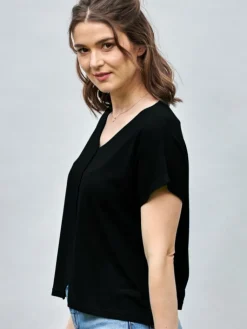 Lounge-Wear|T-Shirt^Kokon Zwo 100% Bouretteseide Kurzarm Top von