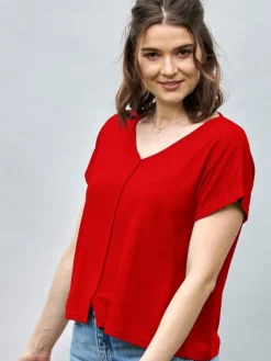 Lounge-Wear|T-Shirt^Kokon Zwo 100% Bouretteseide Kurzarm Top von