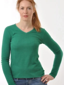 Shirts Mit Seide|Langarm^Alkena 100% Bouretteseide LANGARM V-SHIRT