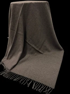 Sofadecken & Plaids^Steinbeck 100% Kaschmir Sofaplaid BAHIA mit Fransen von dunkelbraun oder braun-melliert
