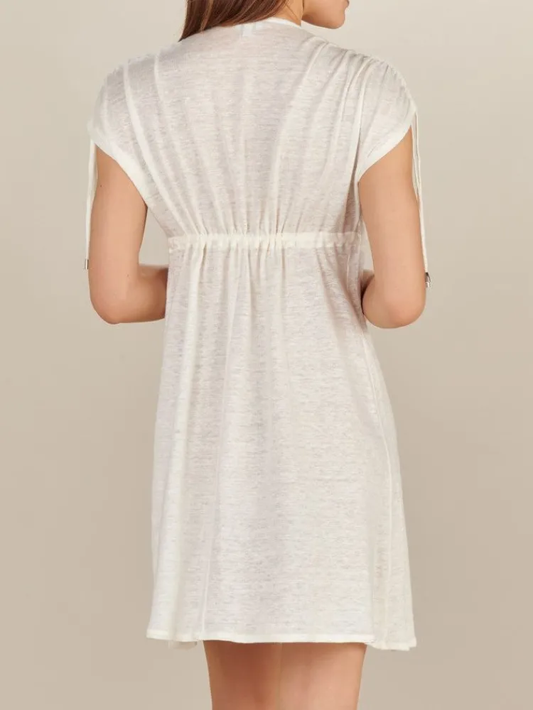 Strandkleider & Sommerkleider|Kaftan, Tunika & Pareo^Pain de Sucre 100% Leinen Strandtunika VOLCY 21 von wollweiß oder taupe schlammfarben