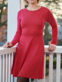 Lounge-Wear|Kleider^Kokon Zwo 100% Merinowolle Feinstrick Kleid von rot