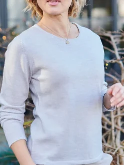 Lounge-Wear|Langarm^Kokon Zwo 100% Merinowolle kbT Feinstrick Pullover von