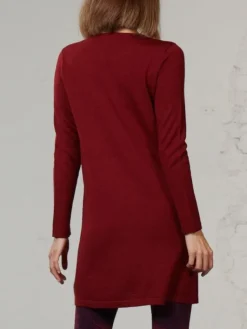 Lounge-Wear|Bluse & Tunika^Kokon Zwo 100% Merinowolle kbT Feinstrick Long-Tunika von rot