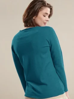 Lounge-Wear|Langarm^Kokon Zwo 100% Merinowolle kbT Feinstrick Long-Pullover
