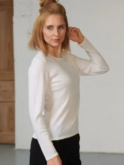 Lounge-Wear|Langarm^Kokon Zwo 100% Merinowolle kbT Feinstrick Pullover uni