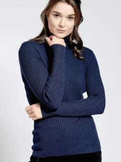 Lounge-Wear|Mit Rollkragen^Kokon Zwo 100% Merinowolle kbT Rippstrick Rollkragen Pullover uni