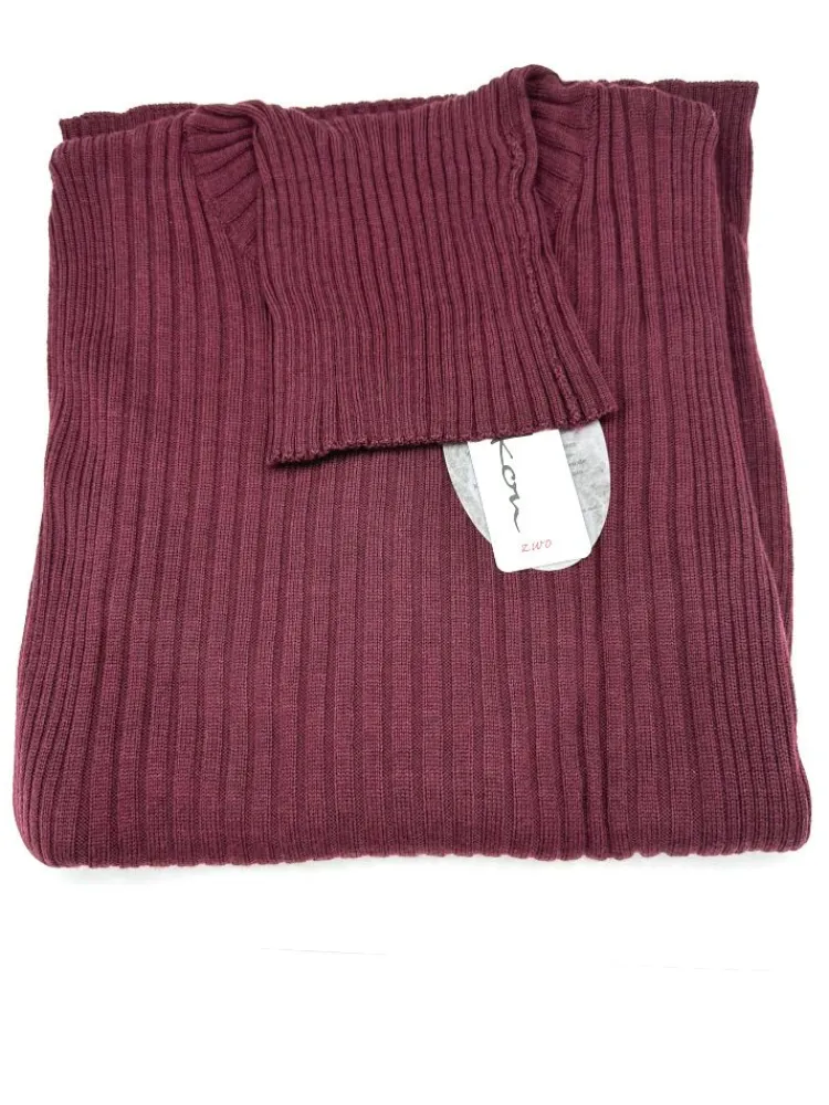 Lounge-Wear|Mit Rollkragen^Kokon Zwo 100% Merinowolle kbT Rippstrick Rollkragen Pullover uni