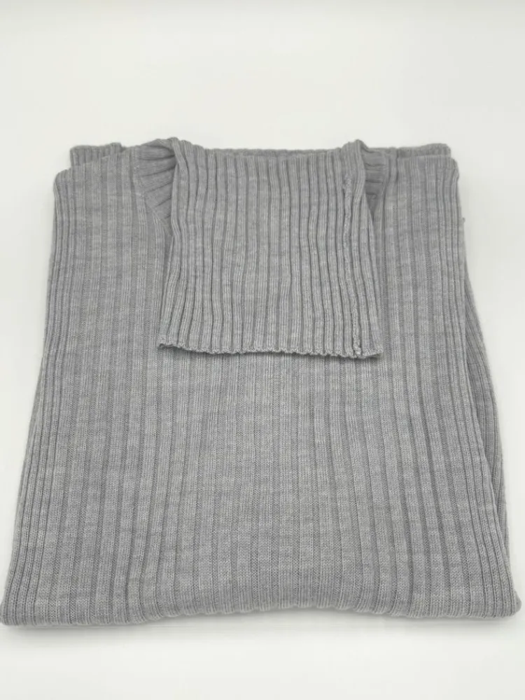 Lounge-Wear|Mit Rollkragen^Kokon Zwo 100% Merinowolle kbT Rippstrick Rollkragen Pullover uni