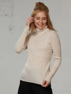 Lounge-Wear|Mit Rollkragen^Kokon Zwo 100% Merinowolle kbT Rippstrick Rollkragen Pullover