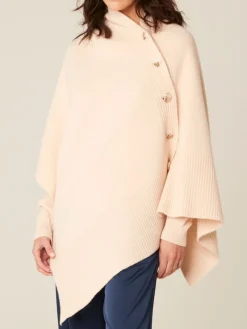 Tücher|Lounge-Wear^Pluto 100% Merinowolle Poncho TEGAN von pinkish beige oder wollweiss