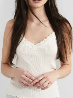 Tops Mit Spitze|Spaghettiträger Tops^Eva B. Bitzer 70% Seide 30% Baumwolle Träger-Top RIPP von