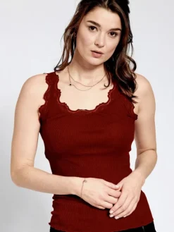 Tops Mit Spitze|Camisole (Breite Träger)^Kokon Zwo 70% Seide 30% Bio-Baumwolle kbA TRÄGERTOP RIPP