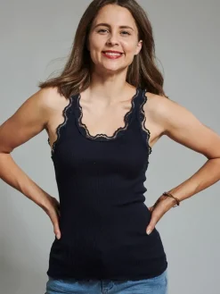 Tops Mit Spitze|Camisole (Breite Träger)^Kokon Zwo 70% Seide 30% Bio-Baumwolle kbA TRÄGERTOP RIPP von
