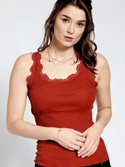 Tops Mit Spitze|Camisole (Breite Träger)^Kokon Zwo 70% Seide 30% Bio-Baumwolle kbA TRÄGERTOP RIPP von