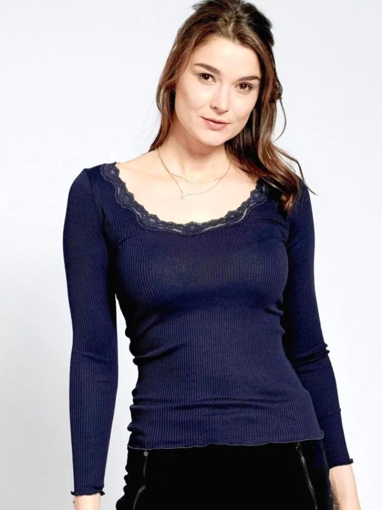 Shirt Mit Spitze|Shirts Mit Seide^Kokon Zwo 70% Seide 30% Bio-Baumwolle kbA LANGARMSHIRT gerippt uni