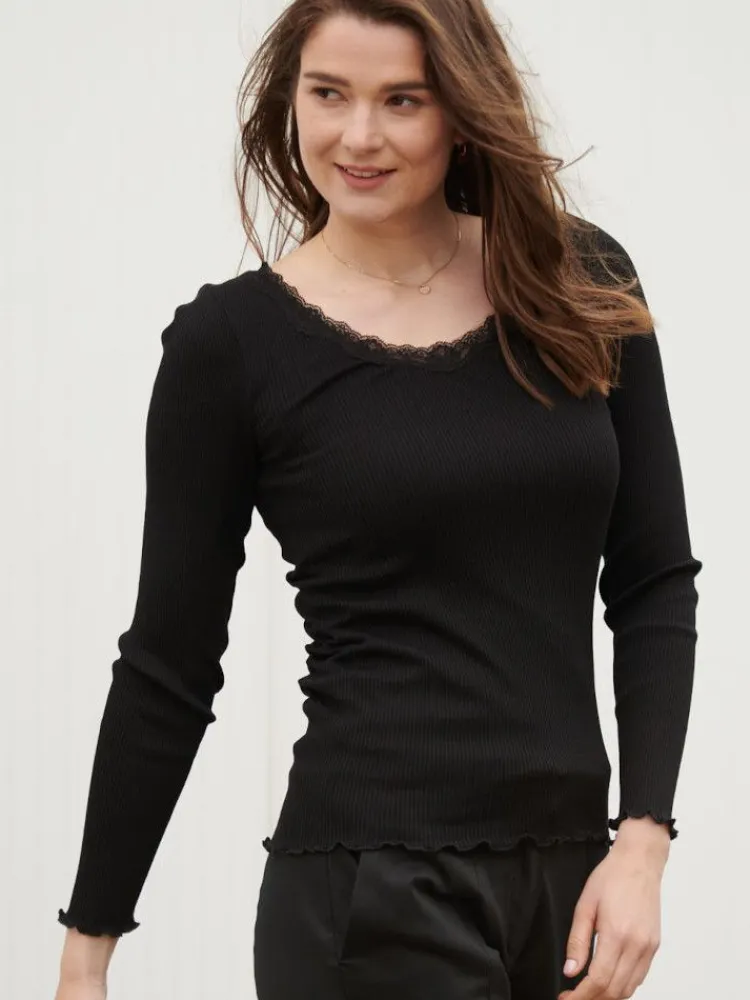 Shirt Mit Spitze|Shirts Mit Seide^Kokon Zwo 70% Seide 30% Bio-Baumwolle kbA LANGARMSHIRT gerippt uni