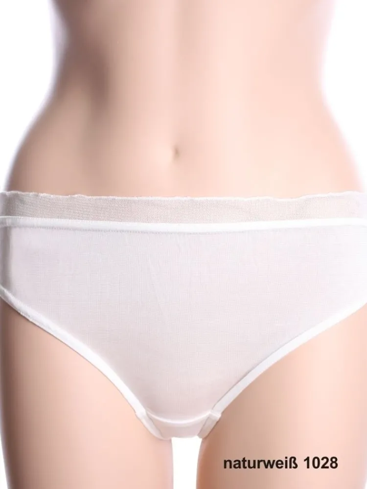 Alle Slips|Mit Jersey & Wirkseide^Kokon Zwo 100% Seide Damen SLIP transparent mit Rüsche von