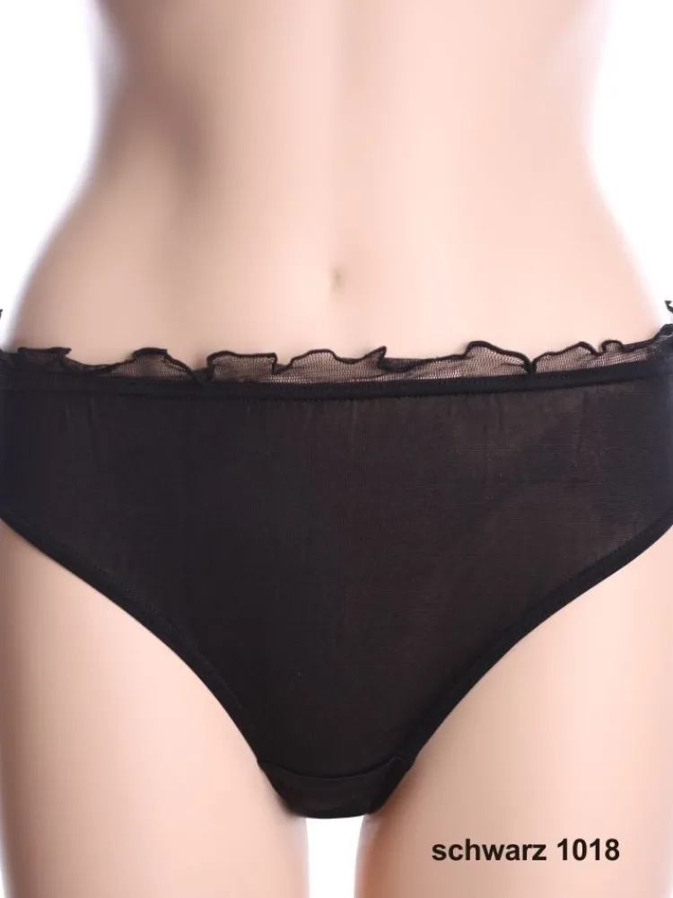 Alle Slips|Mit Jersey & Wirkseide^Kokon Zwo 100% Seide Damen SLIP transparent mit Rüsche von