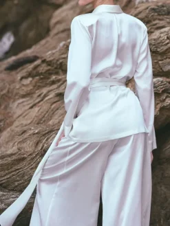 Lounge-Wear|Seidenpyjama^Marjolaine 100% Seide Hausanzug ARTEMIS in von naturweiss