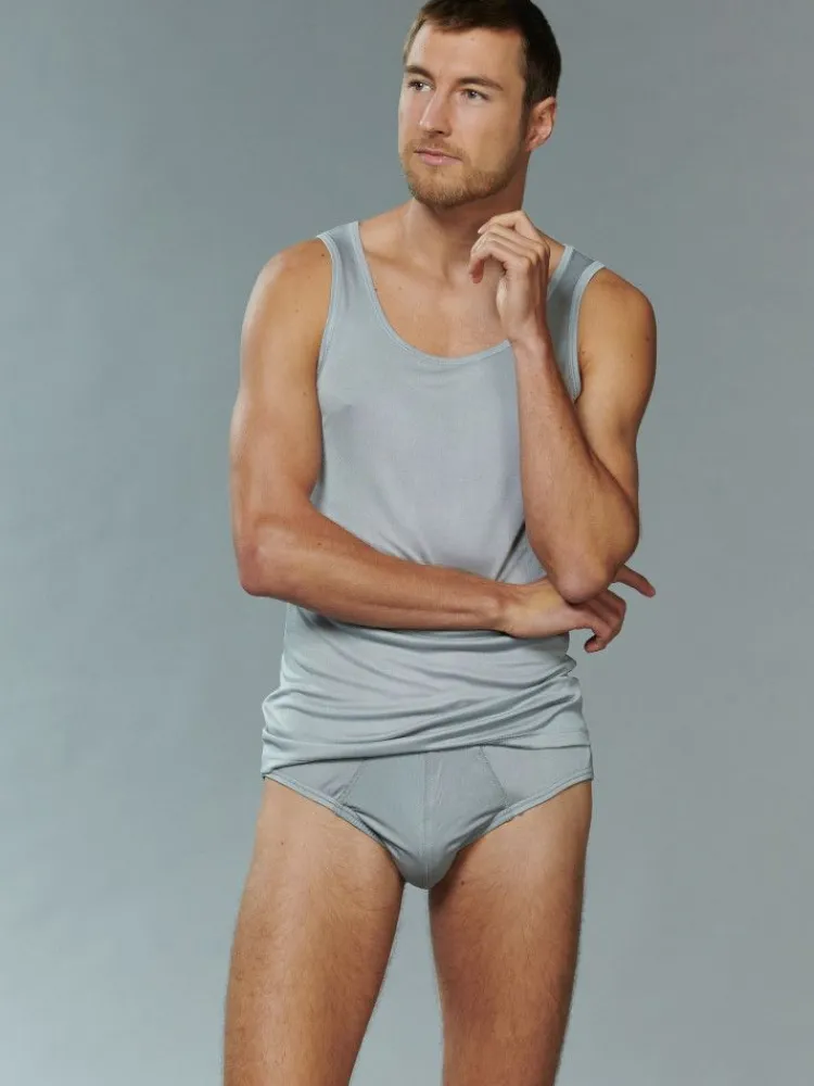 Seidenunterwäsche^Kokon Zwo 100% Seide Herren Träger Unterhemd von