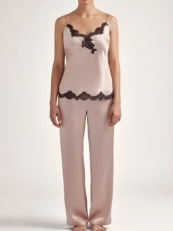 Lounge-Wear|Mit Seidensatin^Aubade 100% Seide Hose TOI MON AMOUR von altrosa