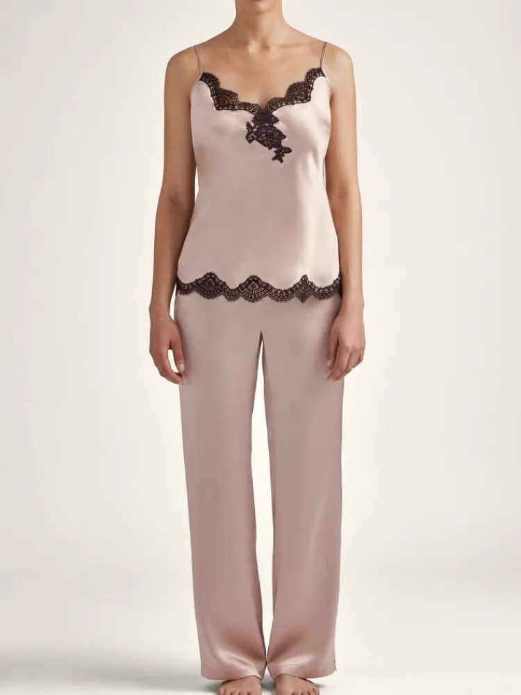 Lounge-Wear|Mit Seidensatin^Aubade 100% Seide Hose TOI MON AMOUR von altrosa