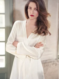 Morgenmantel Kurz|Morgenmantel Aus Satin^Luna di Seta 100% Seide Morgenmantel CLASSICO von