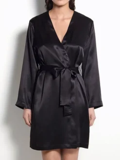 Morgenmantel Kurz|Morgenmantel Aus Satin^Luna di Seta 100% Seide Morgenmantel CLASSICO von