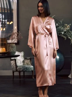 Morgenmantel Lang|Morgenmantel Aus Satin^Marjolaine 100% Seide Morgenmantel lang LAURIAN uni