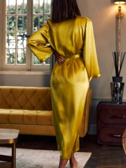 Morgenmantel Lang|Morgenmantel Aus Satin^Marjolaine 100% Seide Morgenmantel lang LAURIAN uni