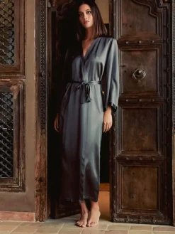 Morgenmantel Lang|Morgenmantel Aus Satin^Marjolaine 100% Seide Morgenmantel lang LAURIAN