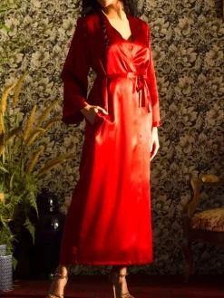 Morgenmantel Lang|Morgenmantel Aus Satin^Marjolaine 100% Seide Morgenmantel lang LAURIAN