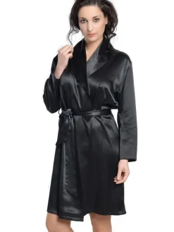 Morgenmantel Kurz|Morgenmantel Aus Satin^Nightdreams 100% Seide Morgenmantel LONDON kurz von