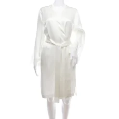 Morgenmantel Kurz|Morgenmantel Aus Satin^Luna di Seta 100% Seide Morgenmantel ROYAL LACE von smaragdgrün oder elfenbein-weiß Spitze