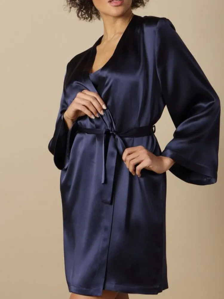 Morgenmantel Kurz|Morgenmantel Aus Satin^Marjolaine 100% Seide Morgenmantel SOIE LASER elegant von