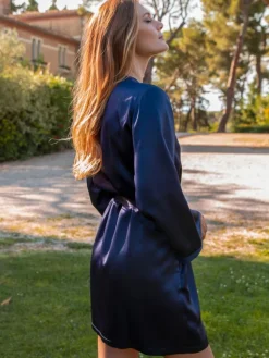 Morgenmantel Kurz|Morgenmantel Aus Satin^Marjolaine 100% Seide Morgenmantel SOIE LASER elegant von