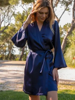 Morgenmantel Kurz|Morgenmantel Aus Satin^Marjolaine 100% Seide Morgenmantel SOIE LASER elegant von