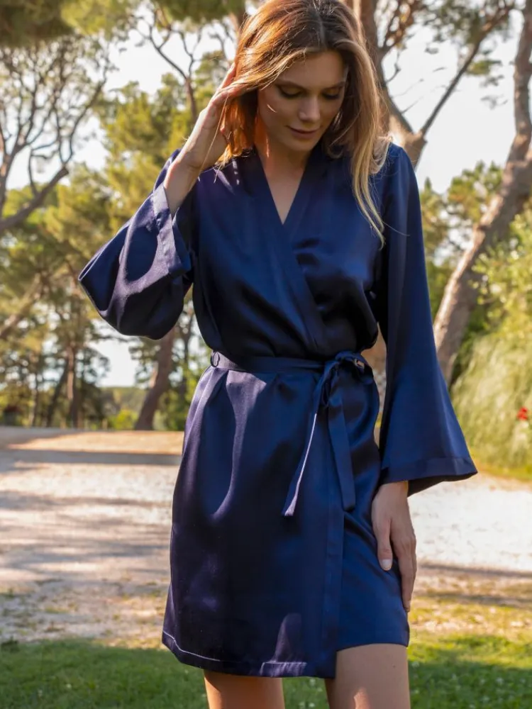 Morgenmantel Kurz|Morgenmantel Aus Satin^Marjolaine 100% Seide Morgenmantel SOIE LASER Satin von