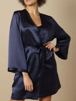 Morgenmantel Kurz|Morgenmantel Aus Satin^Marjolaine 100% Seide Morgenmantel SOIE LASER Satin von