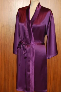 Morgenmantel Kurz|Morgenmantel Aus Satin^Gattina 100% Seide Morgenmantel ST. ELM uni oder mit Print von