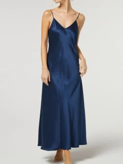 Lange Unterkleider|Seidenneglige^Vivis 100% Seide Nachtkleid lang DORINE uni von