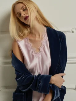 Kleider|Seidenneglige^Vivis 100% Seide Nachtkleid SIBILLE von rosa