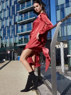 Strandkleider & Sommerkleider|Kaftane^Vivis 100% Seide Nachtkleid VIOLETTA rot von sangria-rot