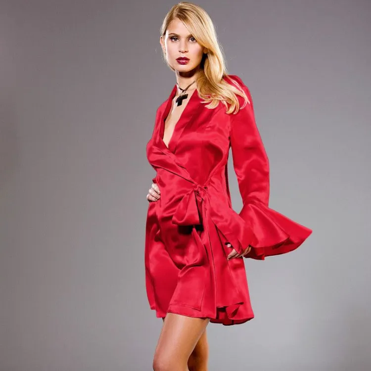 Morgenmantel Kurz|Morgenmantel Aus Satin^Gattina 100% Seide Robe kurz MASPALOMAS