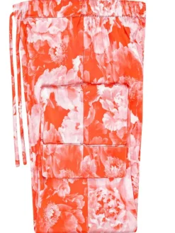 Lounge-Wear|Seidenpyjama^Radice 100% Seide Schlafanzug Elisabetha in TEA GARDEN RED von cremeweiß mit koralle rot