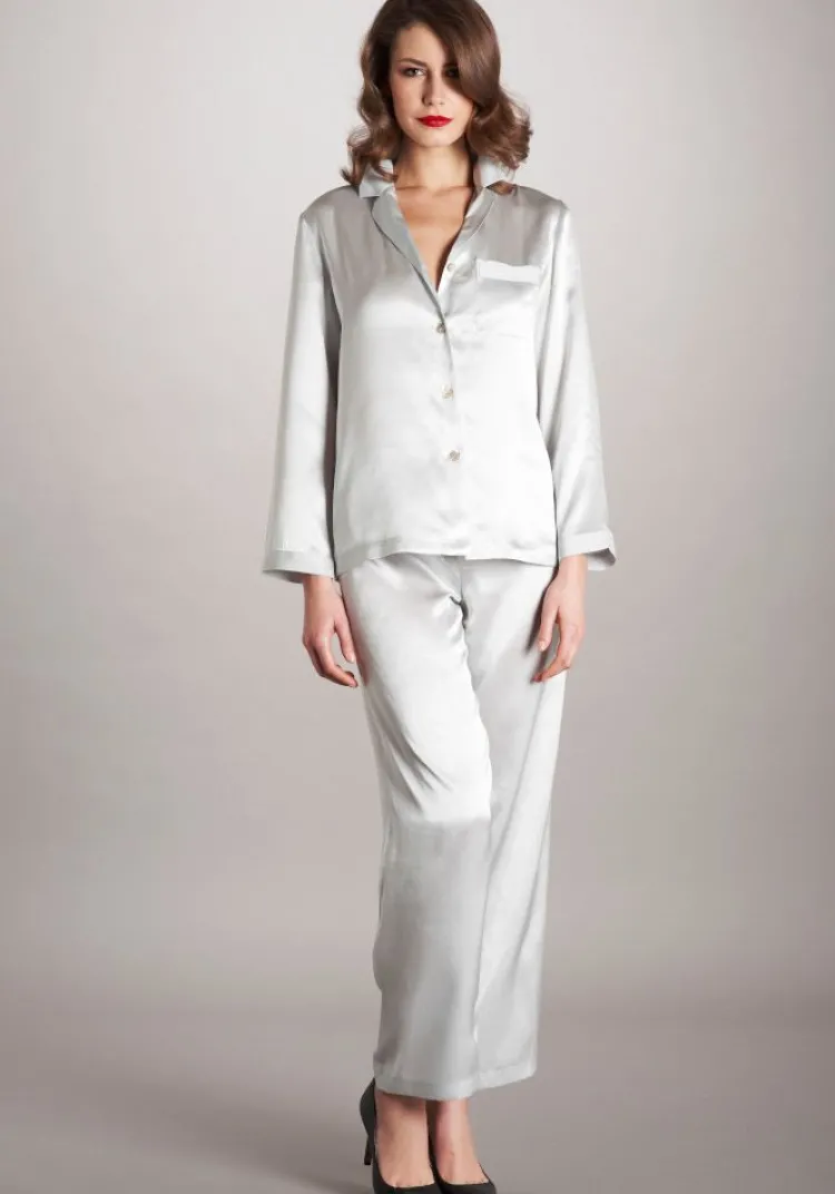 Lounge-Wear|Seidenpyjama^Vivis 100% Seide Schlafanzug LAILA uni von
