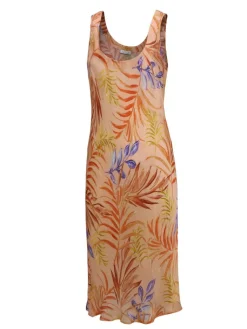 Strandkleider & Sommerkleider|Kleider^Eva B. Bitzer 100% Seide Träger Nachthemd LEANDRA in apricot von apricot mit lila und gelb